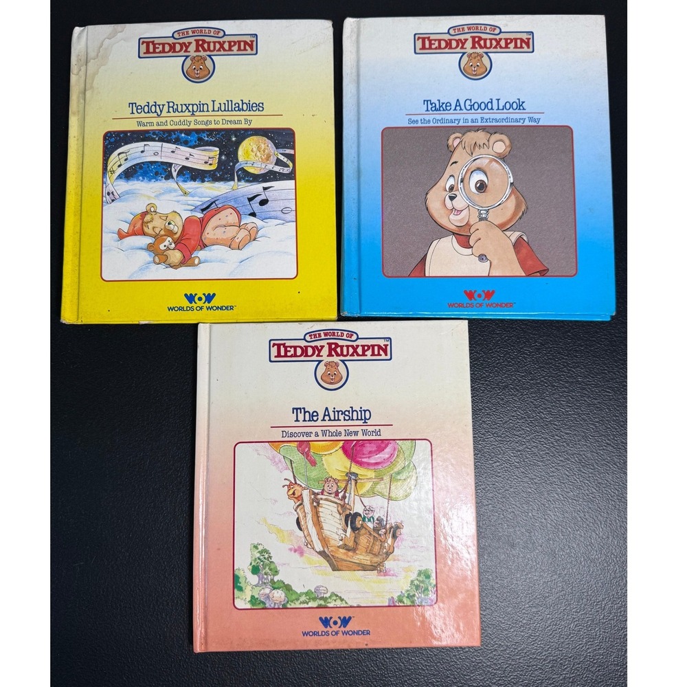 Vintage Teddy Ruxpin Book Lot 1985 Worlds of Wonder Lullabies Airship‎ 3 Books